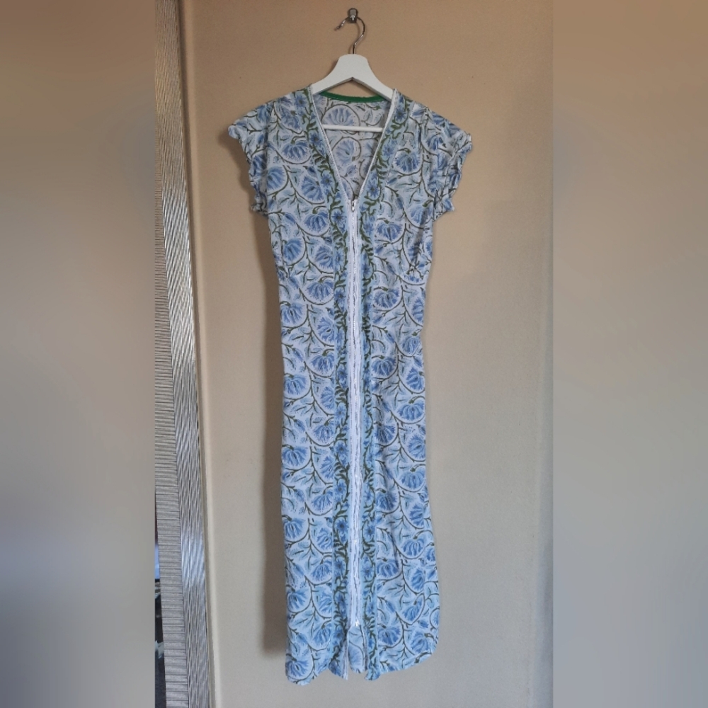 Handmade Cotton Floral Dress Botanical Midi Cottage Cottagecore Coastal